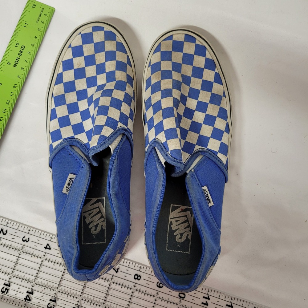 Vans Classic Slip-On Blue White Checkerboard Womens 9 Sneakers 721356 - Picture 5 of 8